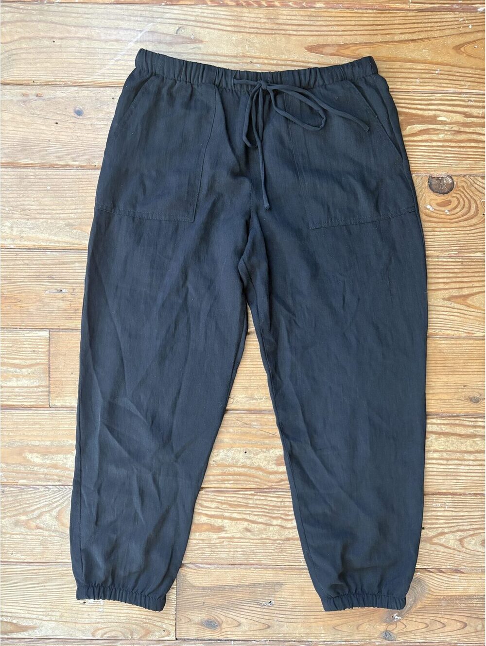 Zara Black Utility Jogger Pants Size S Drawstring Elastic Waist Cargo Style